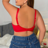 Red Sexy Solid Patchwork Backless Lingerie