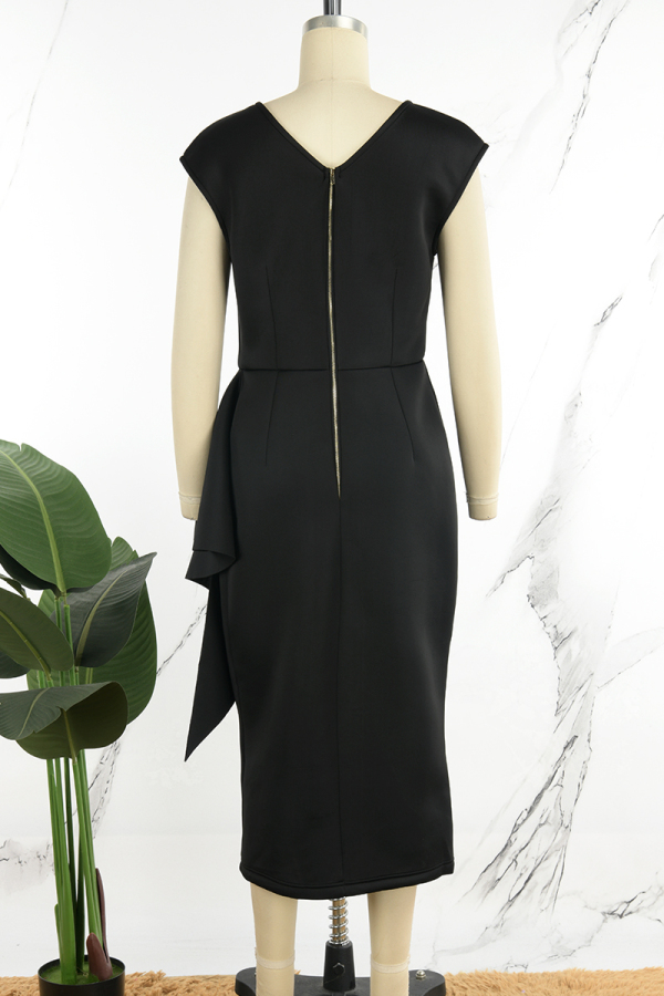 Casual Print Buckle Slit O Neck Dresses main image 1