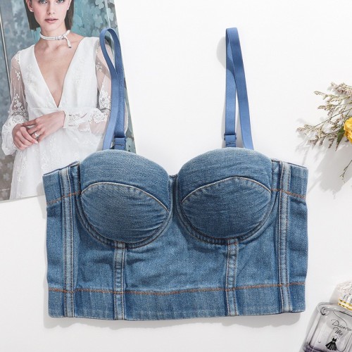 Blue Sexy Solid Backless Spaghetti Strap Tops