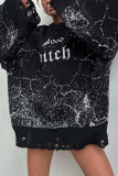 Black Casual Embroidery Patchwork O Neck Tops