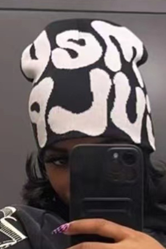 Black White Sweet Print Patchwork Hat
