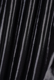 Black Sexy Solid Backless Fold Spaghetti Strap Wrapped Skirt Dresses