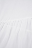 White Casual Solid Patchwork Turndown Collar Irregular Dress Dresses
