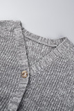 Dark Gray Casual Solid Cardigan Outerwear