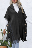 Casual Tassel Buttons Hooded Collar Outerwear