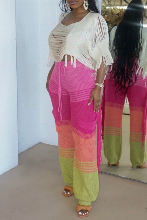 Casual Pu Leather Patchwork Trousers
