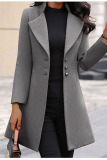 Casual Solid Patchwork Buttons Turn-back Collar Outerwear