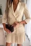 Casual Solid Patchwork Turn-back Collar Suit Dress Dresses