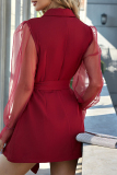 Fashion Elegant Solid See-through Turndown Collar A Line Dresses