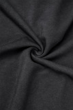 Black Street Solid Patchwork Pocket Zipper Mandarin Collar Tops