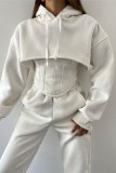 Casual Solid Basic Hooded Collar Long Sleeve Three Piece Set