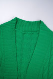 Green Casual Solid Cardigan Outerwear