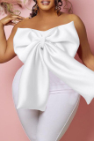 Sexy Casual Solid Patchwork Backless With Bow Strapless Plus Size Tops