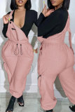 Pink Casual Solid Patchwork Spaghetti Strap Regular Jumpsuits (Without Tops)