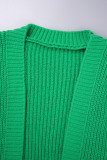 Fluorescent Green Casual Solid Cardigan Outerwear