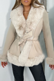 Casual Bandage Patchwork Cardigan Collar Outerwear