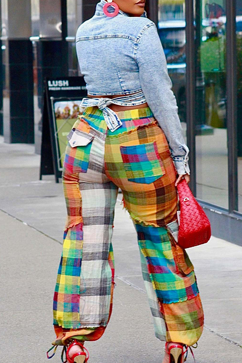 Original Streetwear Pockets Patchwork Wide Leg Pants Spring