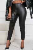 Casual Solid Basic Skinny High Waist Conventional Solid Color Trousers