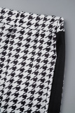 Black Casual Print Patchwork O Neck Long Sleeve Three Piece Set