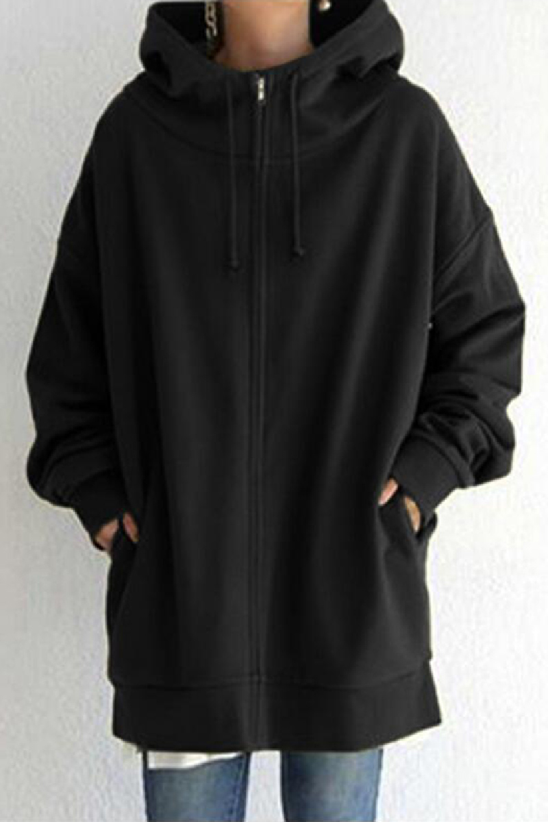 Wholesale Casual Solid Basic Hooded Collar Outerwear K90853 Online