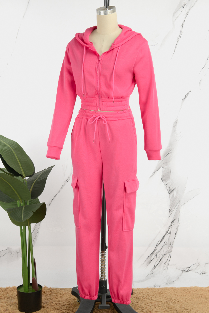 Casual Solid Draw String Zipper Hooded Collar Outerwear(8 Colors)