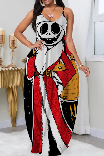 Sexy Casual Print Backless Spaghetti Strap Long Dress Dresses