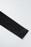 Black Casual Solid Basic Half A Turtleneck Skinny Jumpsuits