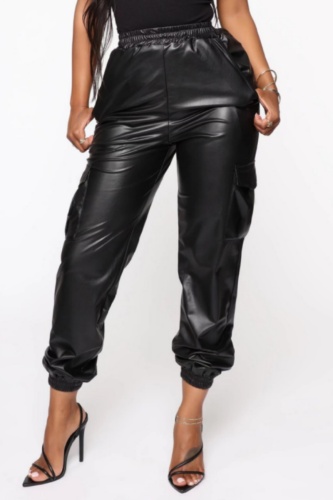 Casual Solid Basic Skinny High Waist Conventional Solid Color Trousers