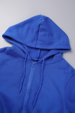Red Casual Solid Patchwork Draw String Pocket Zipper Hooded Collar Long Sleeve Two Pieces
