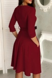 Casual Solid Basic O Neck A Line Dresses