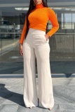 Casual Solid Pocket Basic Regular High Waist Conventional Solid Color Trousers
