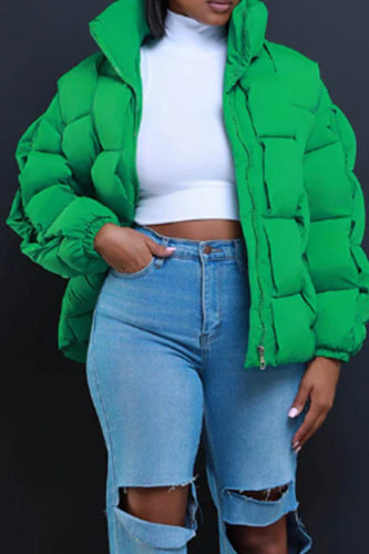 Casual Solid Patchwork Zipper Half A Turtleneck Outerwear