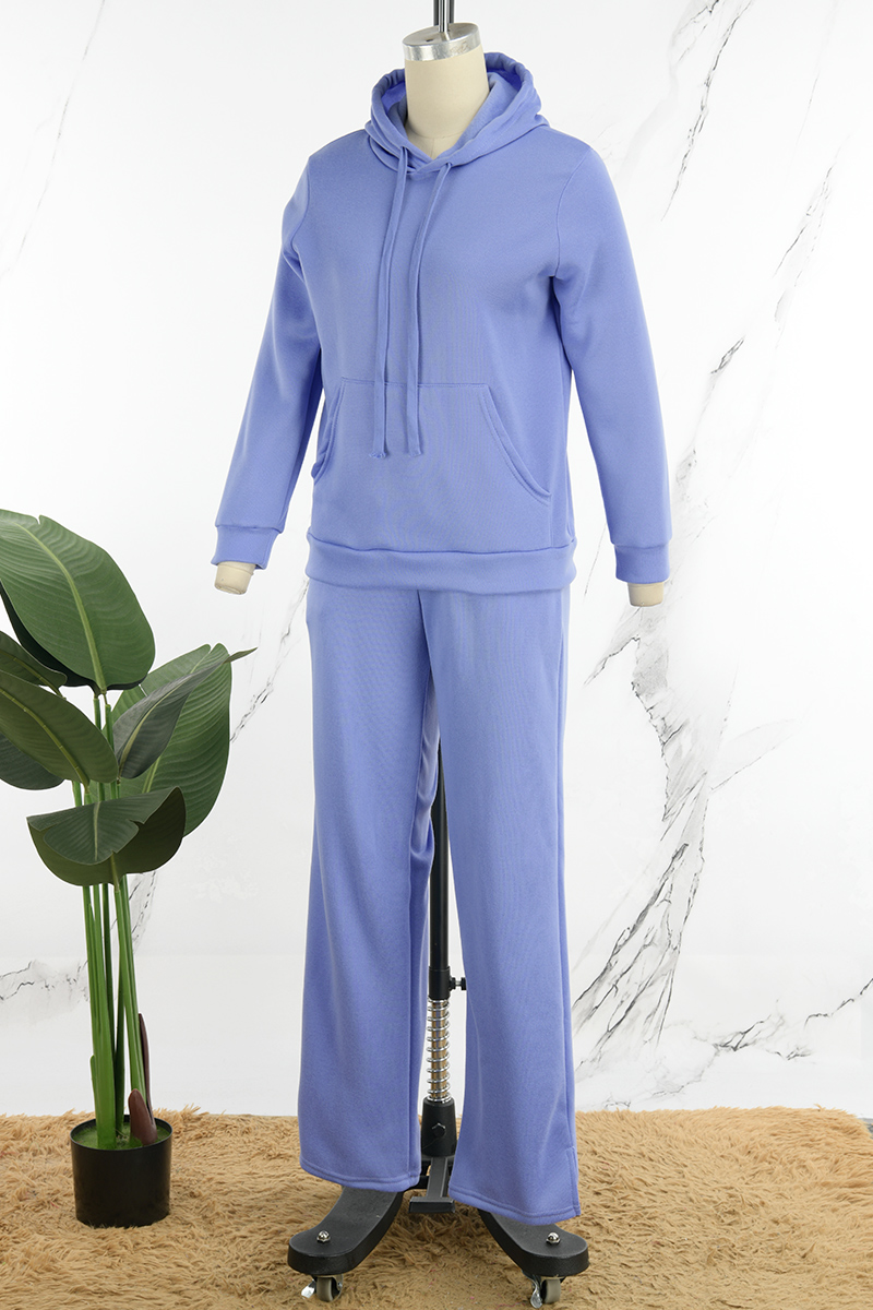 Casual Solid Patchwork Hooded Collar Long Sleeve Two Pieces