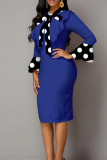 Sexy Dot Patchwork With Bow Asymmetrical Collar Pencil Skirt Dresses