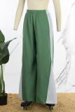 Casual Patchwork Contrast Regular High Waist Conventional Patchwork Trousers