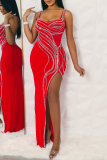 Party Elegant Formal Hot Drilling Hot Drill Spaghetti Strap Evening Dress Dresses