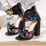 Casual Patchwork Butterfly Fish Mouth Out Door Wedges Shoes (Heel Height 4.53in)