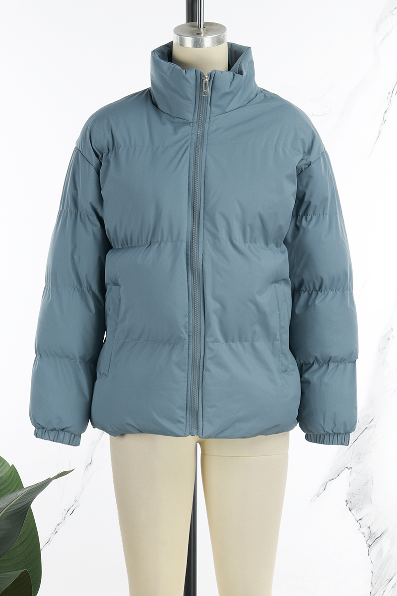 Casual Daily Solid Color Buttons O Neck Outerwear