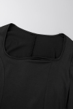 Street Solid Slit Zipper Asymmetrical Collar Pencil Skirt Dresses