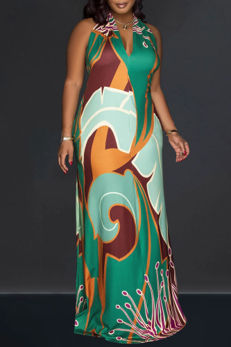 Sexy Casual Print Bandage Backless Halter Long Dress Dresses Sexy Casual Print Bandage Backless Halter Long Dress Dresses