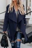 Casual Solid With Belt Turndown Collar Outerwear