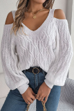 Sexy Solid Weave V Neck Tops