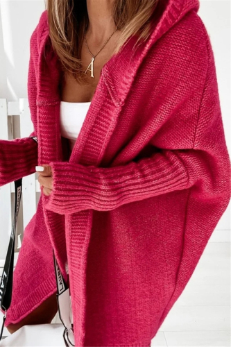 Red Street Solid Asymmetrical Solid Color Hooded Collar Tops