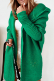 Grass Green Street Solid Asymmetrical Solid Color Hooded Collar Tops