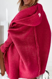 Red Street Solid Asymmetrical Solid Color Hooded Collar Tops