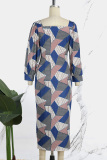 Casual Print Slit Conventional Collar Long Sleeve Dresses