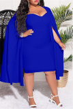 Black Casual Solid Patchwork Square Collar Long Sleeve Plus Size Dresses