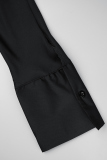 Casual Solid Patchwork V Neck Long Sleeve Dresses (Without Belt)