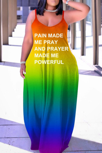 Sexy Casual Print Backless Spaghetti Strap Long Dress Dresses