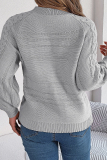 Casual Solid Buttons Weave O Neck Tops